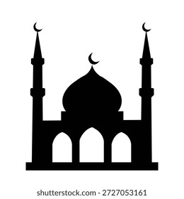a silhouette vector of a mosque with  crescent 