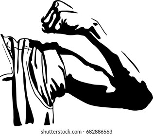 Silhouette vector of Muscle icon with shadow