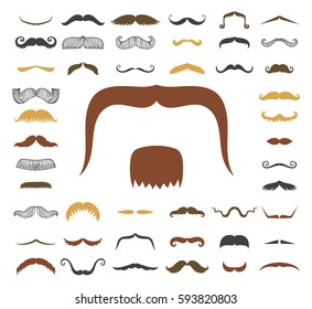 Silhouette vector mustache hair hipster curly collection beard barber and gentleman symbol fashion adult human facial gave vector illustration.