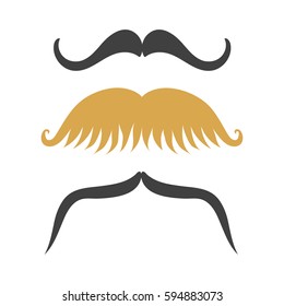 Silhouette vector mustache hair hipster curly collection beard barber and gentleman symbol fashion adult human facial gave vector illustration.