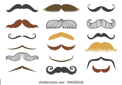 Silhouette vector mustache hair hipster curly collection beard barber and gentleman symbol fashion adult human facial gave vector illustration.