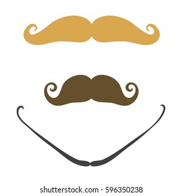 Silhouette vector mustache hair hipster curly collection beard barber and gentleman symbol fashion adult human facial gave vector illustration.