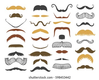 Silhouette vector mustache hair hipster curly collection beard barber and gentleman symbol fashion adult human facial gave vector illustration.