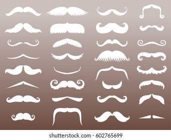 Silhouette vector mustache hair hipster curly collection beard barber and gentleman symbol fashion adult human facial gave vector illustration.