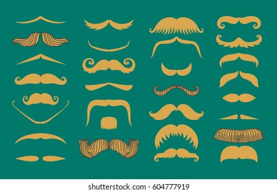 Silhouette vector mustache hair hipster curly collection beard barber and gentleman symbol fashion adult human facial gave vector illustration.