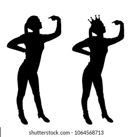 Silhouette vector of a narcissistic woman showing her finger at yourself. Paying attention to yourself. The concept of narcissism and selfishness