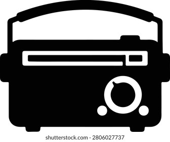 Silhouette vector old fashioned portable radio receiver with handle design