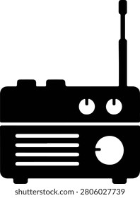Silhouette vector old fashioned portable radio receiver audio electronic device design
