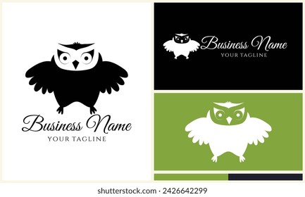 silhouette vector owl logo template