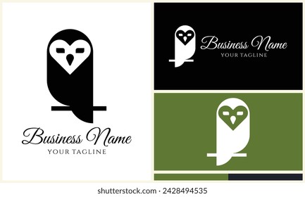 plantilla de logotipo de búho vector de silueta