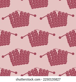 Silhouette vector pattern seamless yarn knitting. Yarn, knitting, knitting needles. Hobby.