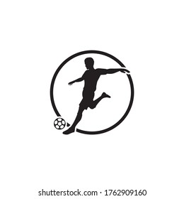 silhouette vector of people kicking a ball