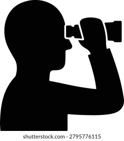 Silhouette vector person looking through binocular icon for business design