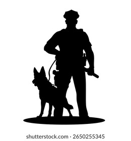 silhouette vector of a police officer on duty and catching robbers