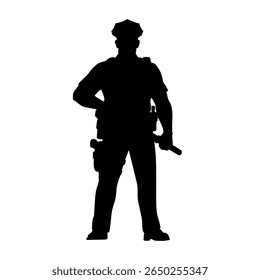 silhouette vector of a police officer on duty and catching robbers