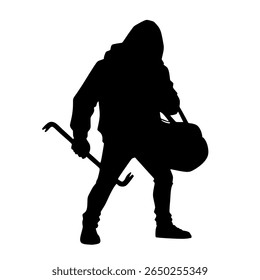 silhouette vector of a police officer on duty and catching robbers