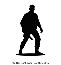 silhouette vector of a police officer on duty and catching robbers