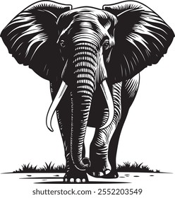 Vector de la silueta de un elefante poderoso 
