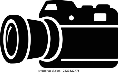 Silhouette vector of professional digital SLR camera with telephoto lens design