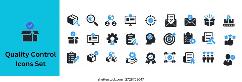 Silhouette Vektor der Qualitätskontrolle Symbolsatz 
