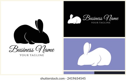 silhouette vector rabbit logo template