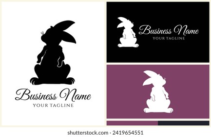 silhouette vector rabbit logo template
