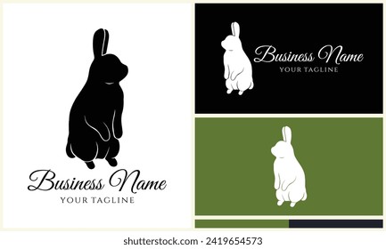 silhouette vector rabbit logo template