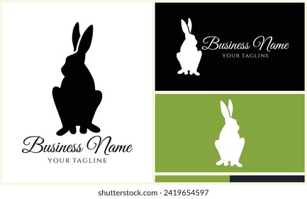 silhouette vector rabbit logo template