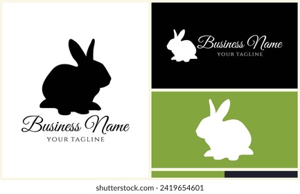 silhouette vector rabbit logo template