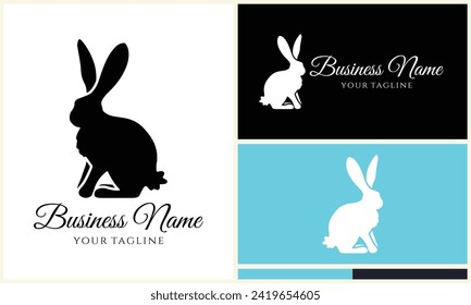 silhouette vector rabbit logo template