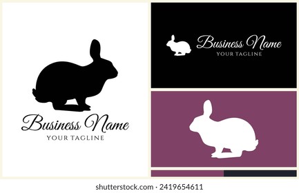 silhouette vector rabbit logo template