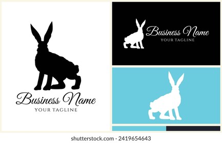 silhouette vector rabbit logo template