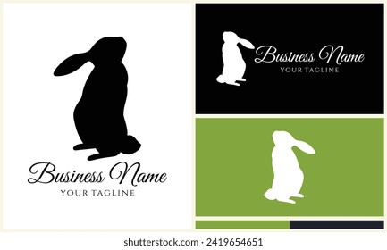 silhouette vector rabbit logo template
