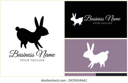 silhouette vector rabbit logo template