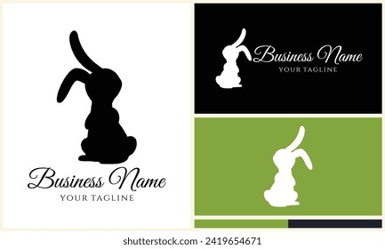 silhouette vector rabbit logo template