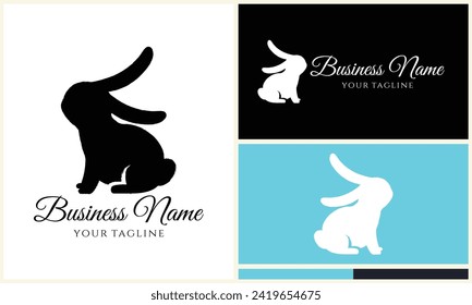 silhouette vector rabbit logo template