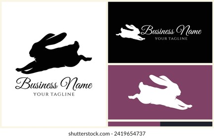 silhouette vector rabbit logo template