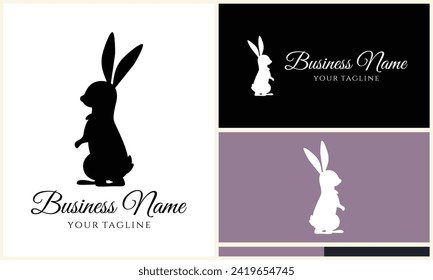 silhouette vector rabbit logo template