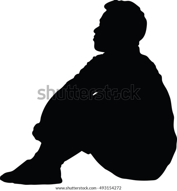 Silhouette Vector Relaxed Young Man Sitting Stock Vector (Royalty Free ...