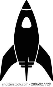 Silhouette vector rocket ship icon for space travel exploration design