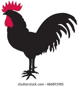 Silhouette of a vector rooster or cock. Symbol of New Year 2017 