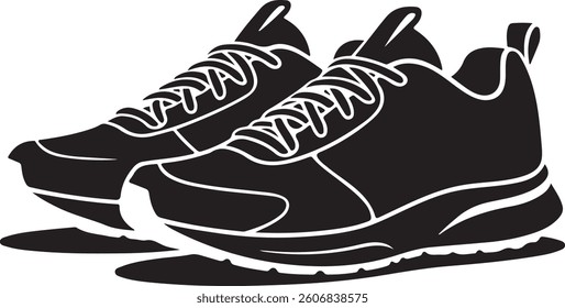Silhouette vector of running shoes, Men's shoe silhouette, Comfortable shoe design, shoe icon silhouette vector, running sneakers vector