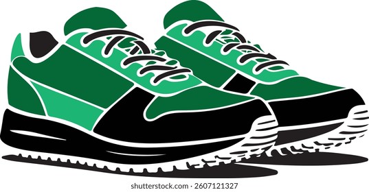 Silhouette vector of running shoes, Men's shoe silhouette, Comfortable shoe design, shoe icon silhouette vector, running sneakers vector