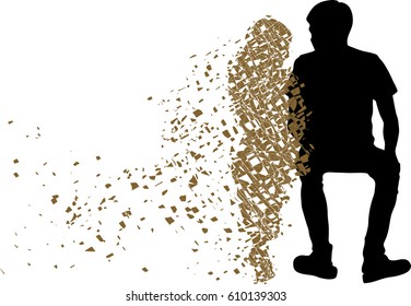 Silhouette vector of sad man waiting for his soul mate