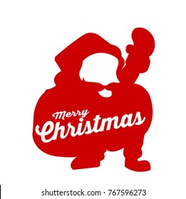 Silhouette vector santa clause, merry christmas isolated object red