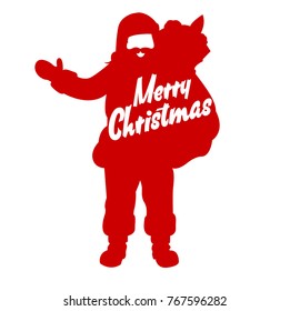 Silhouette vector santa clause, merry christmas isolated object red