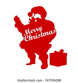 Silhouette vector santa clause, merry christmas isolated object red