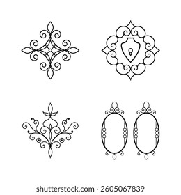 silhouette vector set of 4 alpana desinges