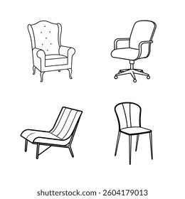 silhouette vector set of 4 chair