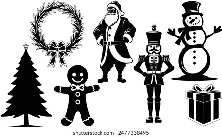 Silhouette vector set of Christmas